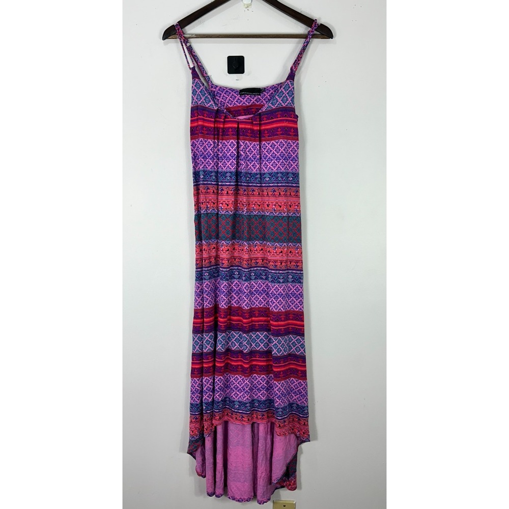 Cynthia Rowley Maxi Dress Womens Small‎ Pink Geometric High Low Boho Summer